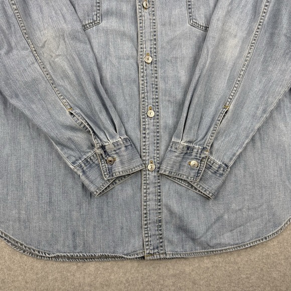 Vintage Levis Shirt Mens 2XL XXL Light Wash Denim Y2K Metal Buttons Long Sleeve - Picture 4 of 12
